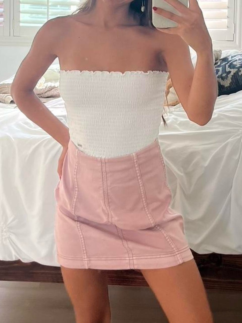 Free People Women's Pink Mini Skirt - Casual High-Waist